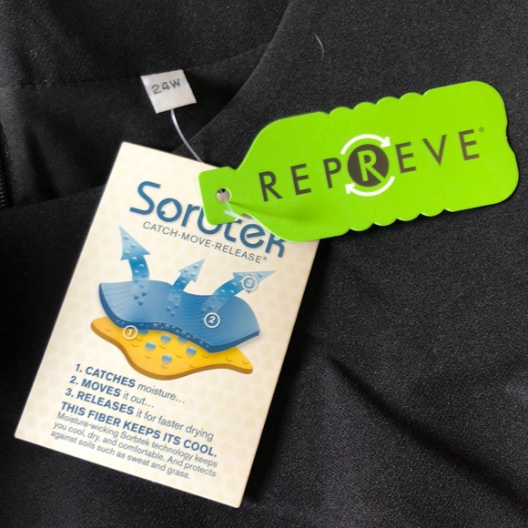 REPREVE sz 22W Little Black Dress White Pleat Sleeve ECORecycle FastDry $180 NEW - Picture 15 of 17